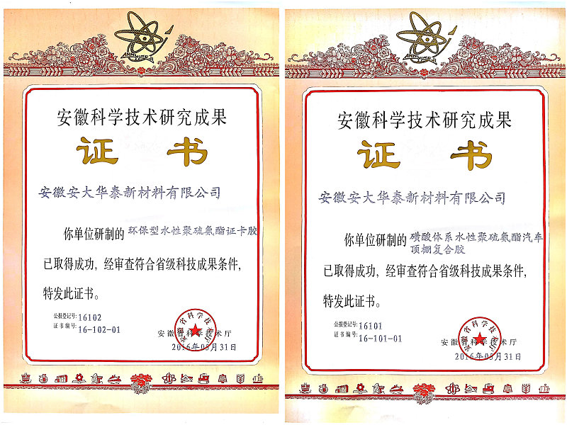 安徽省科學(xué)技術(shù)研究成果證書